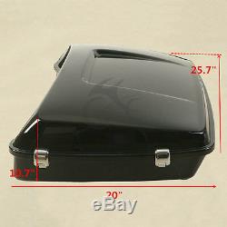 Painted Chopped Tour Pak Luggage Trunk + Latches For Harley Touring 14-19 Black