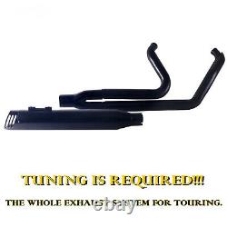 Pro 2 into 1 Black Exhaust Pipe with 4 Muffler Fit 1995-2016 Harley Touring 08B