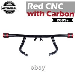 ProTek Front Red CNC with Carbon High Way Peg One Step Crash Bar For Harley