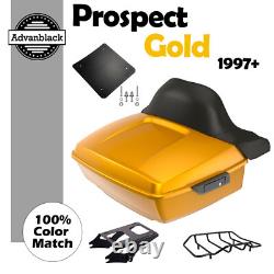 Prospect Gold King Tour Pack Pak Trunk Black Hinges Latch For Harley 97+
