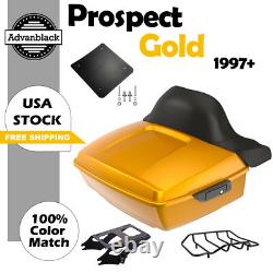 Prospect Gold King Tour Pack Pak Trunk Black Hinges Latch For Harley 97+