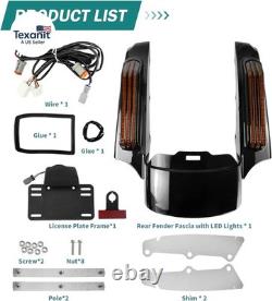 Rear Fender Fascia Extension Fit for Harley Touring Mudguard with LED Turn Signa