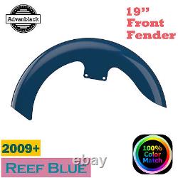 Reef Blue 19 Reveal Wrapper Hugger Front Fender For 2009+ Harley