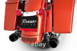 Rinehart Chrome 3.5 Slip-On Black Tip Mufflers Exhaust 1995-2009 Harley Touring
