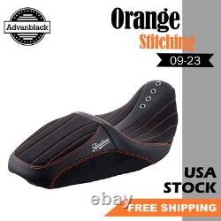 SIK Baggers Orange Stitching Seat For Harley Touring 2009-2023 by Advanblack