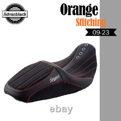 SIK Baggers Orange Stitching Seat For Harley Touring 2009-2023 by Advanblack