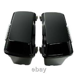 Saddle Bags with Lid & Latch Keys Saddlebag Trunk Fit For Harley Softail Touring