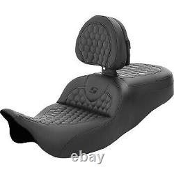 Saddlemen 808-07B-189BR Roadsofa Seat with Backrest Honeycomb Stitch 08-23 Touring