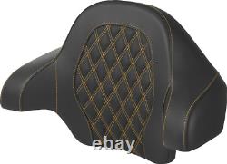 Saddlemen Gold Lattice Stitch Tour Pak Backrest Pad for 2014-2024 Harley Touring