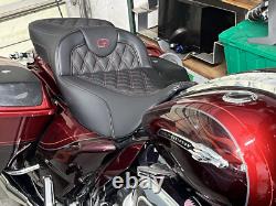 Saddlemen Roadsofa Burgundy Lattice Extended Gel Seat for 2008-24 Harley Touring