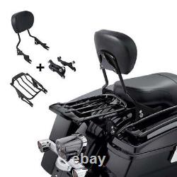 Sissy Bar Backrest Luggage Rack Docking Kit Fit For Harley Touring 14-Up Black