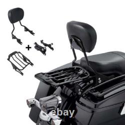 Sissy Bar Backrest Luggage Rack Docking Kit Fit For Harley Touring 2014-25 Black