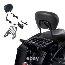 Sissy Bar Luggage Rack &4-Point Docking Kit For Harley Touring 2014-2023 Black