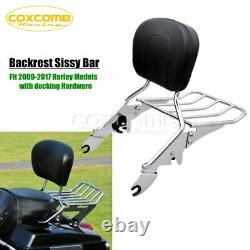 Sissy Bar-Passenger Backrest with Pad Rack For Harley Touring Road Glide FLTRX