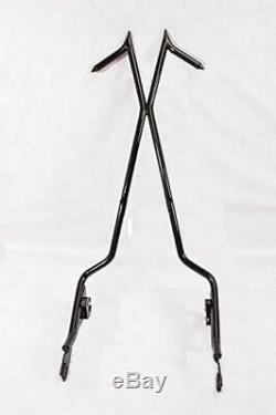 Tall Backrest Sissy Bar Black 4 Harley Touring Road King Street Glide Ultra Fl