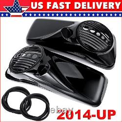US For Harley Touring Models 2014-UP Vivid Black 8 Speaker Lids with Tweeter port