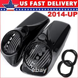 US For Harley Touring Models 2014-UP Vivid Black 8 Speaker Lids with Tweeter port