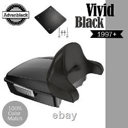 VIVID BLACK Rushmore Chopped Tour Pak Pack Wrap Around For 97+ Harley/Softail