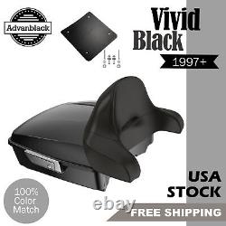 VIVID BLACK Rushmore Chopped Tour Pak Pack Wrap Around For 97+ Harley/Softail