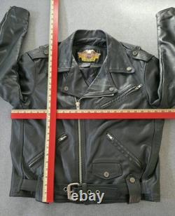 VTG 90s Harley Davidson Black Shovelhead Belted Leather Biker USA Mens L