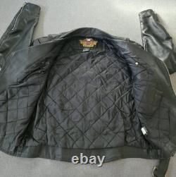 VTG 90s Harley Davidson Black Shovelhead Belted Leather Biker USA Mens L
