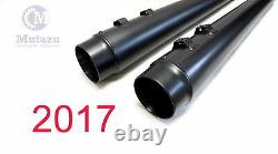 Ver 2.0 MUTAZU Black Megaphone Slip-On Mufflers Exhaust 2017-up Harley Touring