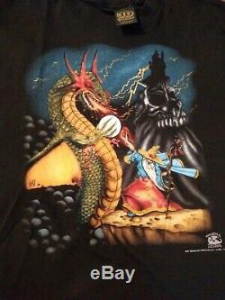 Vintage1992 Wizard & Lizards 3D Emblem Shirt 90s rock rap metal tour harley bike