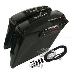 Vivid Black 5 Stretched Extended Hard Saddlebags For Harley Touring FLT 93-2013