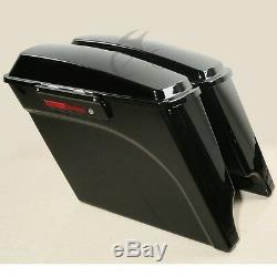 Vivid Black 5 Stretched Extended Hard Saddlebags For Harley Touring FLT 93-2013