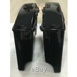 Vivid Black 5 Stretched Extended Hard Saddlebags For Harley Touring FLT 93-2013