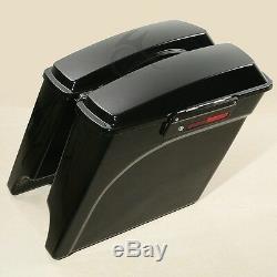 Vivid Black 5 Stretched Extended Hard Saddlebags For Harley Touring FLT 93-2013