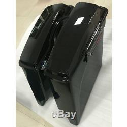 Vivid Black 5 Stretched Extended Hard Saddlebags For Harley Touring FLT 93-2013