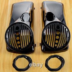 Vivid Black 8 Speaker Lids with Tweeter port For Harley 1994-13 FL Touring Models