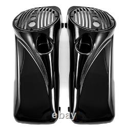 Vivid Black 8 Speaker Lids with Tweeter port For Harley 1994-13 FL Touring Models