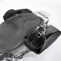 Vivid Black 8 Speaker Lids with Tweeter port For Harley 1994-13 FL Touring Models