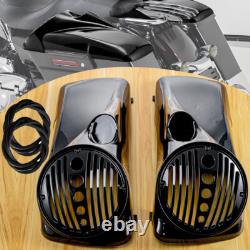 Vivid Black 8 Speaker Lids with Tweeter port For Harley 1994-13 FL Touring Models