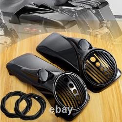 Vivid Black 8 Speaker Lids with Tweeter port For Harley 1994-13 FL Touring Models