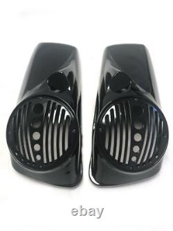 Vivid Black 8 Speaker Lids with Tweeter port For Harley 2014+ Touring Models