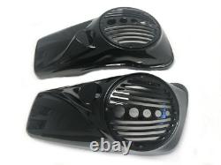 Vivid Black 8 Speaker Lids with Tweeter port For Harley 2014+ Touring Models