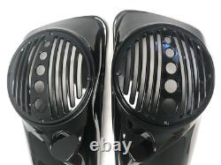 Vivid Black 8 Speaker Lids with Tweeter port For Harley 2014+ Touring Models