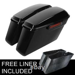 Vivid Black Hard Saddle Bags Saddlebags Fit For Harley Touring Road King 93-13