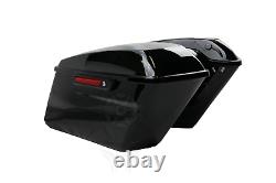 Vivid Black Hard Saddle Bags with Black Latch For Harley Touring Models 2014-2020