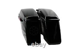 Vivid Black Hard Saddle Bags with Black Latch For Harley Touring Models 2014-2020