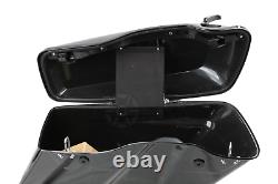 Vivid Black Hard Saddle Bags with Black Latch For Harley Touring Models 2014-2020