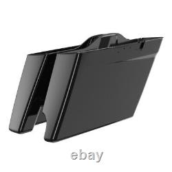 Vivid Black Single Cutout Extend Stretched Saddlebag Side Covers For 14+ Harley