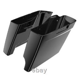 Vivid Black Single Cutout Extend Stretched Saddlebag Side Covers For 14+ Harley