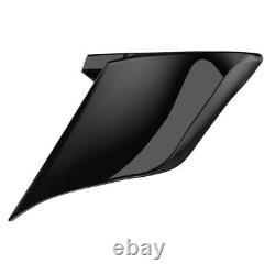 Vivid Black Single Cutout Extend Stretched Saddlebag Side Covers For 14+ Harley