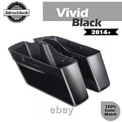 Vivid Black Standard Non-Stretched Saddlebag Bottoms For 14+ Harley Touring