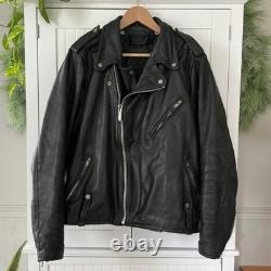 Vtg Harley Davidson CYCLE CHAMP Leather Jacket 54 Tall Black 3XL Motorcycle