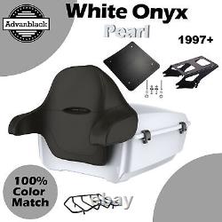 White Onyx Pearl King Tour Pack Pak Black Hinges Latch For Harley 97+